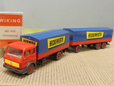 1/87 Wiking MB NG Heckewerth Planen-Hängerzug 455