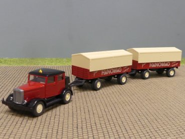 1/87 Wiking Hanomag ST100 mit 2 HANOMAG Planenhänger 850