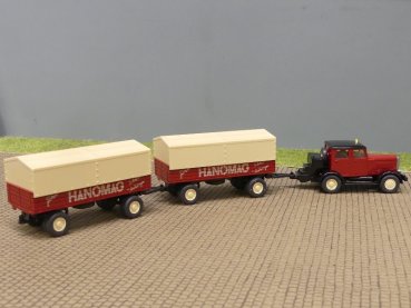 1/87 Wiking Hanomag ST100 mit 2 HANOMAG Planenhänger 850