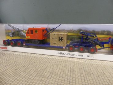 1/87 Wiking Krupp Titan Alfred Regel 6achs Tieflader + Bagger Sondermodell 16-50-02