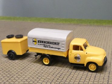 1/87 Brekina Opel Blitz Kundendienst mit Anhänger Pritsche/Plane 240853