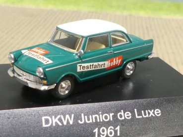 1/87 Brekina DKW Junior de Luxe hobby Testfahrt