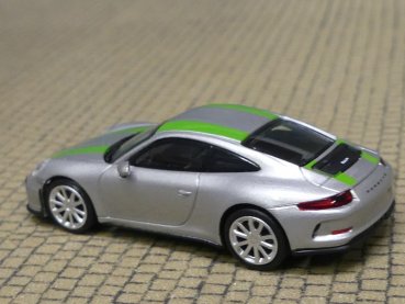 1/87 Minichamps Porsche 911 R 2016 silber mit grün Streifen 870 066225