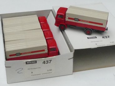 Preview: 1/87 Wiking Händlerpackung MB DB Stückgut rot Planen-LKW 5 Modelle 437 2