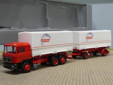 1/87 Herpa MAN F90 Ackermann Fruehauf Wechselpritschen-Hängerzug