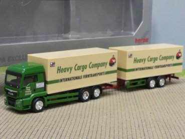 1/87 Herpa MAN TGS LX Heavy Cargo Companie Tandem Koffer-Hängerzug 911580