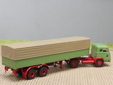 1/87 Brekina Magirus Pluto grün Planen-Sattelzug
