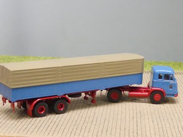 1/87 Brekina Magirus Pluto blau Planen-Sattelzug