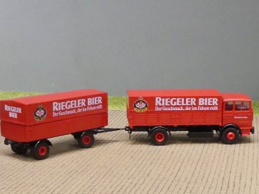 Preview: 1/87 Brekina MB 1620 Riegeler Bier Hängerzug 8157