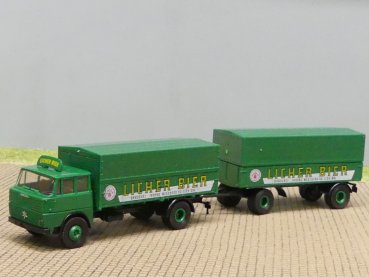 1/87 Brekina Henschel HS 16 Licher Bier Planen-Hängerzug