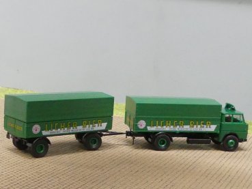 1/87 Brekina Henschel HS 16 Licher Bier Planen-Hängerzug