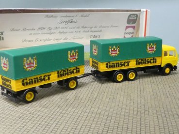 Preview: 1/87 Herpa Albedo MB NG Ganser Kölsch Planen-Hängerzug