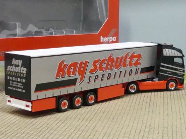Preview: 1/87 Herpa Volvo XL Kay Schultz Spedition Gardinenplanen-Sattelzug 306980