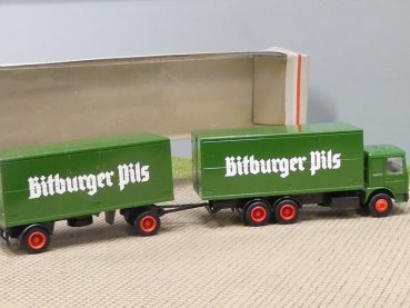 1/87 Albedo MAN F80 Bitburger Pils Koffer-Hängerzug