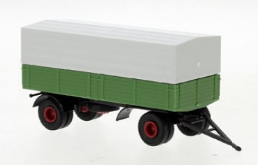 1/87 Brekina Anhänger 2achs smaragdgrün/schwarz Pritsche/Plane 55333