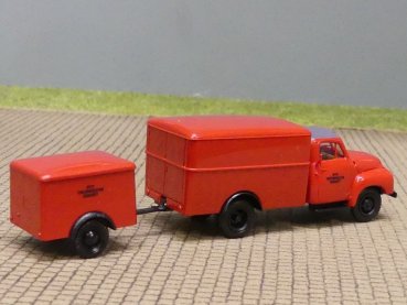 1/87 Brekina Opel Blitz PTT Technischer Dienst mit Anhänger Koffer