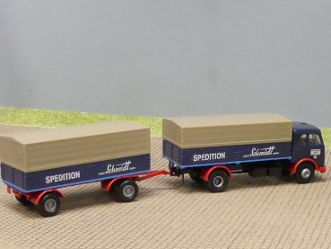 1/87 Brekina MB 334 Schmidt Spedition Planen-Hängerzug