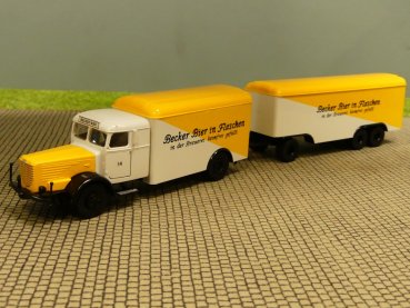 1/87 Brekina Büssing 8000 Becker Bier Sondermodell Reinhardt Hängerzug