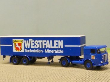 Preview: 1/87 Brekina Büssing LS 11 WESTFALEN Tankstellen MineralÖle Koffer-Sattelzug