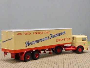 Preview: 1/87 Brekina Büssing LS 11 Hemmersam & Rasmussen Koffer-Sattelzug