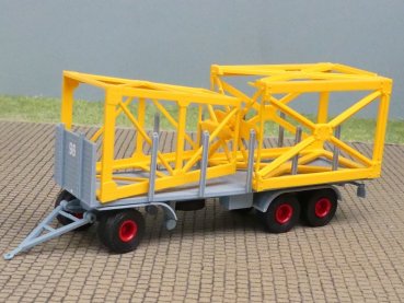 1/87 Brekina 3achs Rungen-Anhänger blaugrau #98 mit Ladung 95576