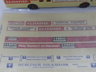 1/87 FRÖWIS DECALS BVG Zanker, Teppich Günther, B Volksbank (für MB O 305) #3004