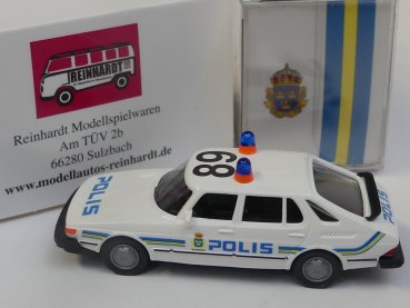 1/87 Wiking Saab 900 Polis Schweden Sondermodell Reinhardt