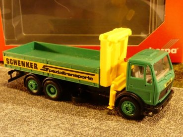 1/87 Herpa MB NG Schenker Spezialtransporte Pritsche + Ladekran