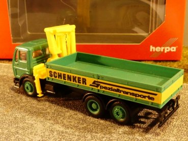 1/87 Herpa MB NG Schenker Spezialtransporte Pritsche + Ladekran 806064