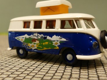 1/87 Brekina # 1279 VW T1 b Camper mit Alpenlandschaft Sondermodell Reinhardt