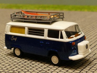 1/87 Brekina VW T2 Camper SURF + Surfbretter weiss/blaumetallic Sondermodell Reinhadt