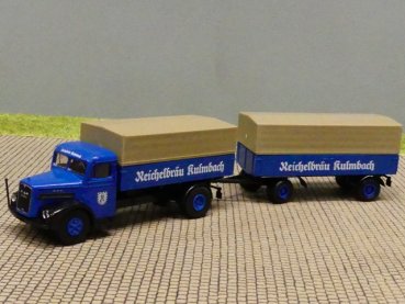 1/87 Brekina MAN F8 Reichelbräu Kulmbach Planen Hängerzug