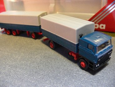 1/87 Herpa DAF 3300 blau Planen-Hängerzug 827001