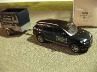 1/87 Wiking Audi Q 7 Antiquitäten Schneider mit Anhänger 0133 06 B