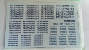 1/87 Müller Decals Feuerwehr Schriftzüge blau 1508 148