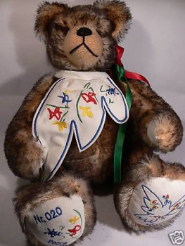 HC 73 Hermann Coburg Friedensbär ca. 35cm Mohair mit Musikwerk Melodie Amazing Grace