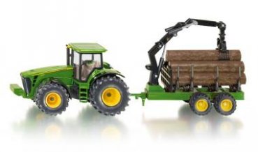 1/50 Siku John Deere 8430 Traktor mit Forstanhänger 1954