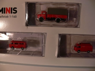 1/160 Minis N Spur Feuerwehr Set MB L322 Pr/Pl+VW T2Bus+VW T2 Kasten LC5013