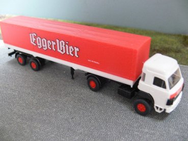 1/87 Roskopf Saurer Frontlenker Egger Bier Schweiz CH Planen-Sattelzug in Faltbox