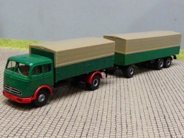 1/87 Brekina MB 334 dunkelgrün Pritschen-Hängerzug