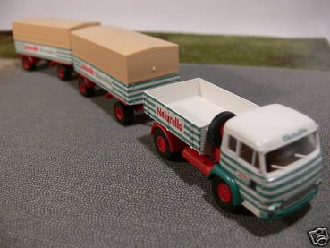 1/87 Brekina Magirus Pluto Naturella Zugmaschine + 2 Anhänger 83213