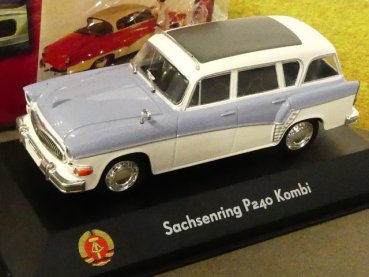 1/43 Atlas DDR Auto Kollektion Sachsenring P 240 Kombi hellblau weiß 7230 039