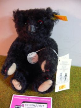 ST 147 Steiff Teddy 1912 16cm schwarz Historische Miniaturen aus Mohairplüsch
