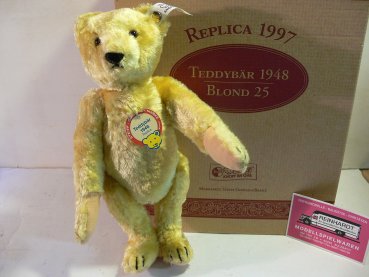 STK 1 Steiff Teddybär 1948-1997 Blond mit Druckstimme ca.25 cm Limitiert