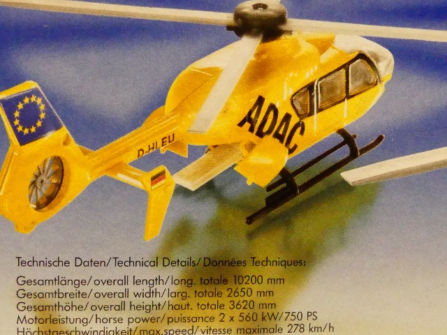 2539 SIKU Spielzeug Modell Rettungshubschrauber Hubschrauber Notarzt ADAC 