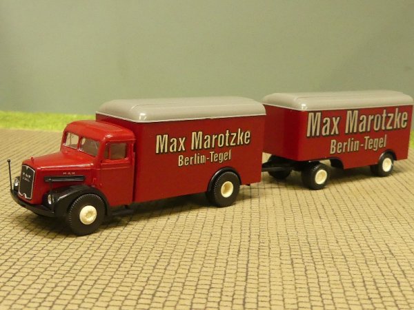 1/87 Brekina MAN F8 MAX MAROTZKE Koffer Hängerzug 2/2Achs