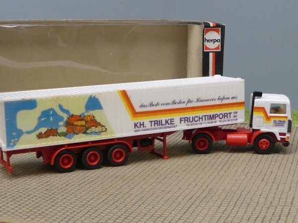 1/87 Herpa Volvo F12 TRILKE Fruchtimport Koffer-Sattelzug
