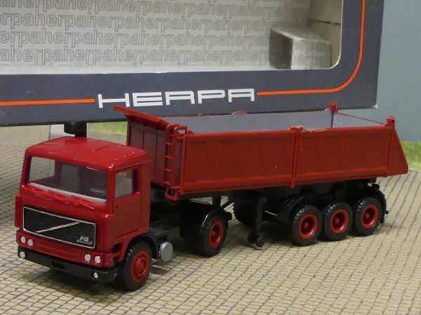 1/87 Herpa Volvo F12 Intercooler dunkelrot Kipp-Sattelzug 838000