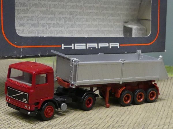 1/87 Herpa Volvo F12 Intercooler dunkelrot/silber Kipp-Sattelzug 838000