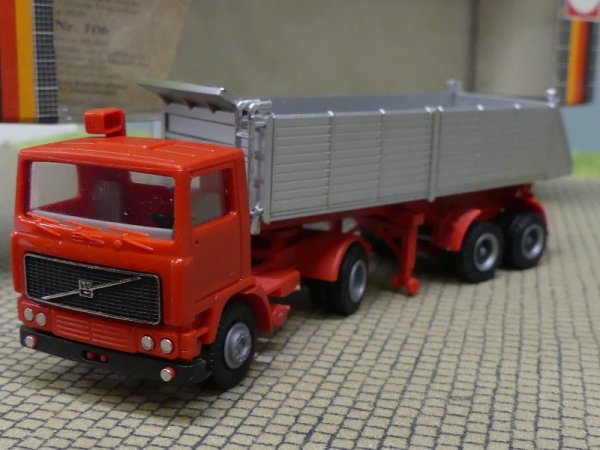 1/87 Herpa Volvo F12 FH rot/silber Kipp-Sattelzug 800500